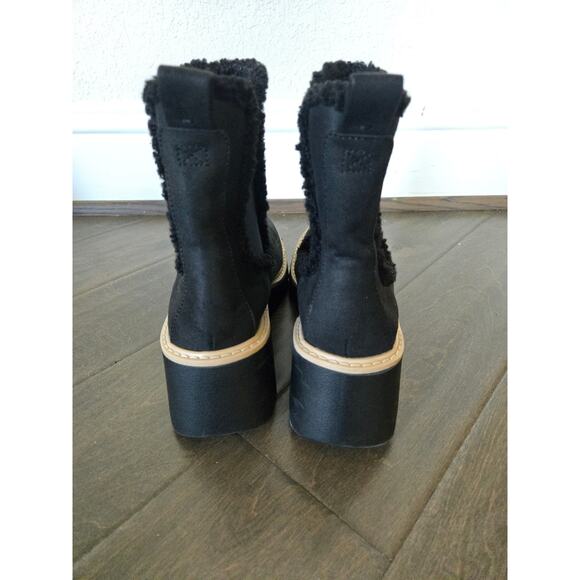 Dolce Vita Vandi Black Lug Sole Chelsea Boots Size 9.5 Platform Block Heel - Picture 4 of 7
